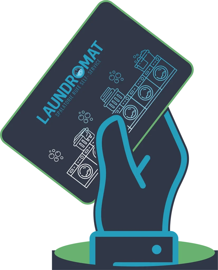 Laundromat client card for self-service laundry discounts